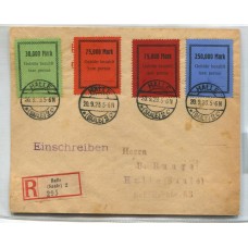 ALEMANIA 1923 SOBRE CERTIFICADO CON ESTAMPILLAS DE FRANQUEO PAGADO MUY RARA PIEZA